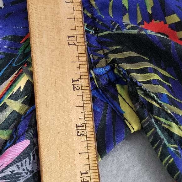 Native Youth Swim Shorts Mens 36 Blue Tropical Parrot Print Drawstring Trunks - Picture 9 of 15